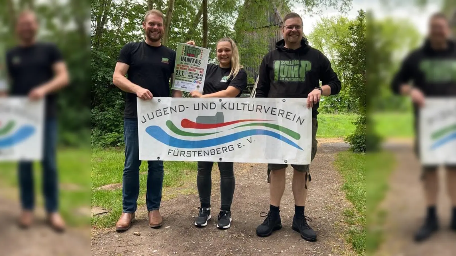 Freuen sich auf den 27. Juli (v.l.): Fabian Fischer, Laura Neils und Marvin Küppers vom Organisationsteam. (Foto: Jugend- und Kulturverein Fürstenberg e. V.)