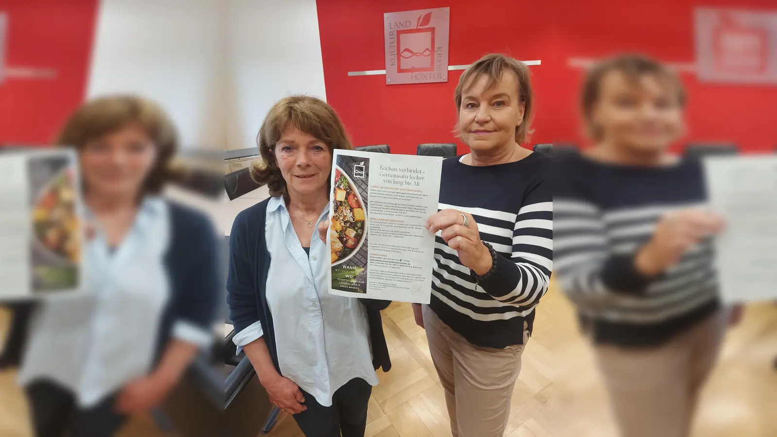 Susanne Heinemeyer (links) und Martina Delker-Brenneker freuen sich auf rege Resonanz und Mehrgenerationenteams an vier Koch-Vormittagen im Stadtteilzentrum Lütkerlinde 4 in Brakel. Anmeldungen sind noch bis einschließlich Montag, 8. Juli, möglich. (Foto: Kreis Höxter)