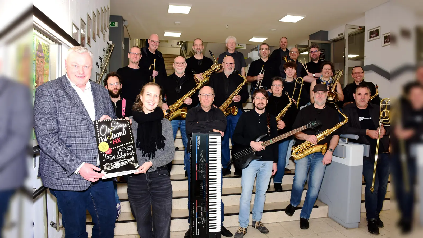 Bürgermeister Hartmann als Schirmherr und Anne Engel von der Bäckerei Engel freuen sich auf den Auftritt der bigband HX. (Foto: Thomas Kube)